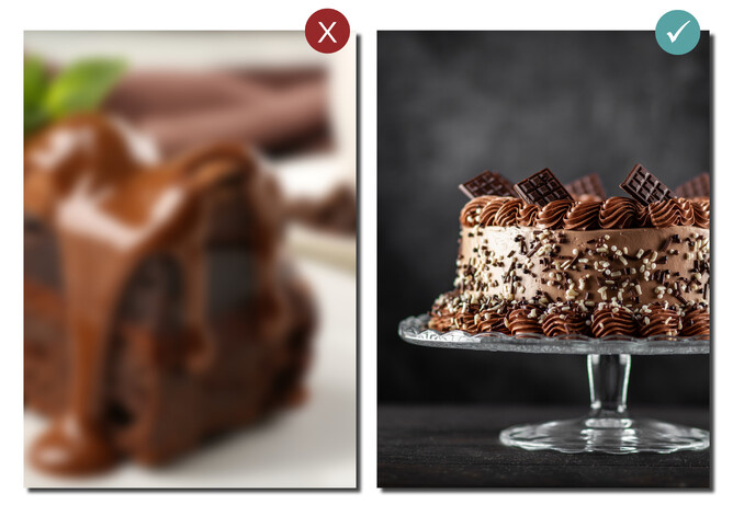 One of these cakes looks appetising.Remember to use high-resolution images that work with, not against your messaging.