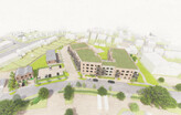 Artist impression of a residential and landscape scene