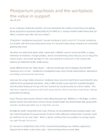 Postpartum psychosis and the workplace: the value in support