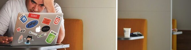 Confused man at desk