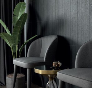 Tanka - Yakisugi” is the ancient Japanese art of treating the wood to preserve and embellish it. It is a natural process, which by a slight carbonization of the wood surface, becomes waterproof and more durable. Treated between 7 and 10 minutes, combustion is stopped with water when it has been carbonized in 3 or 4 mm thickness, then is brushed and protected with natural oils. Depending on the exposure to the flame and its subsequent brushing, it will result in a different finish and tone.We present you “Tanka” a charred Accoya wood effect porcelain