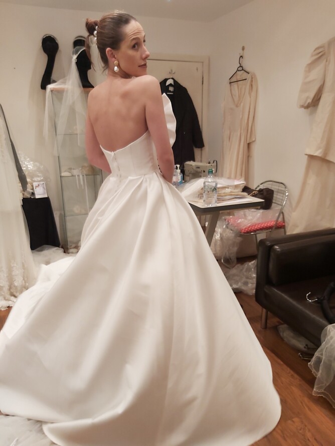 Wedding dress, Ballgown wedding dress, wedding dress fitting, Wedding dress designer, West London, Acton,  strapless wedding dress