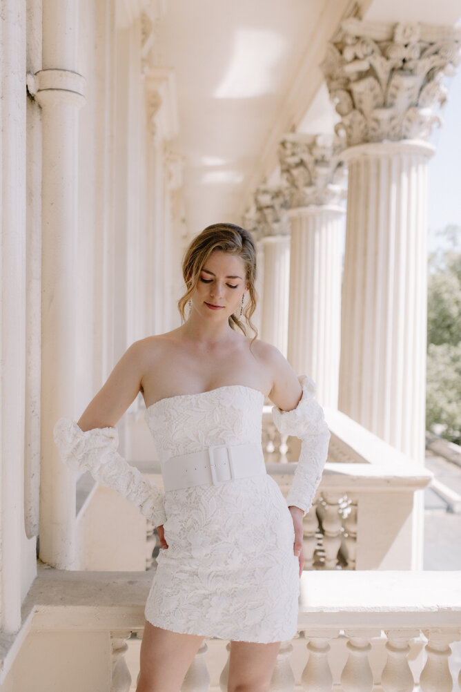 Short wedding dress by Kate Edmondson UK wedding dress designer