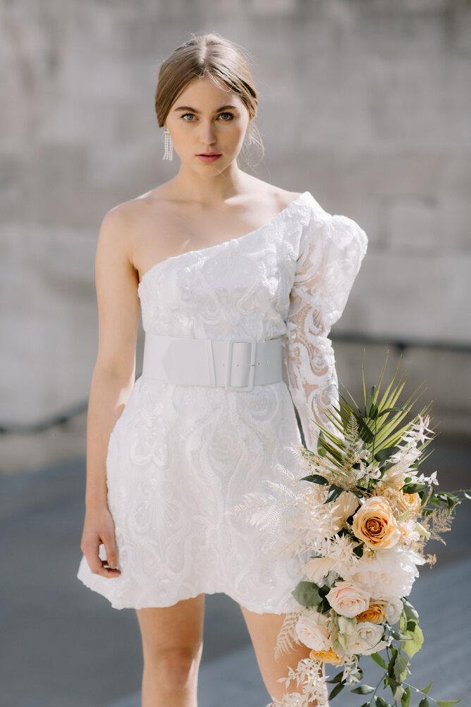 Short wedding dress by Kate Edmondson UK wedding dress designer