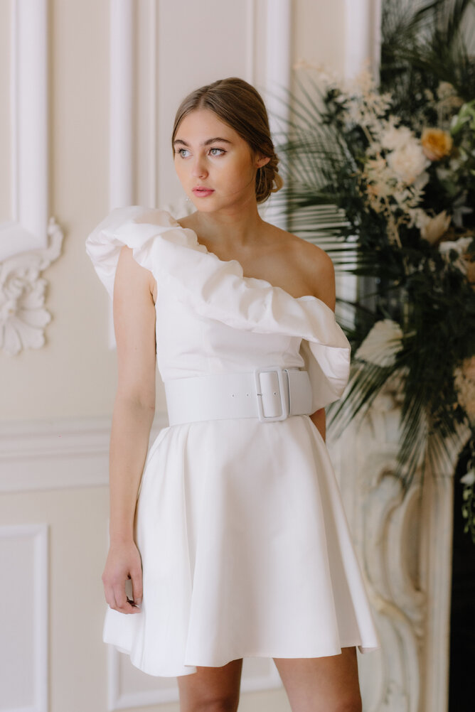 Short wedding dress by Kate Edmondson UK wedding dress designer