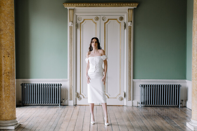 bridal separates London, city wedding London bride,  rehearsal dinner dress ideas London