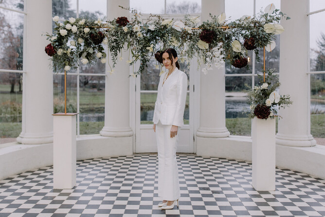 city wedding London bride, bridal separates London, Bridal Tailored white Suit