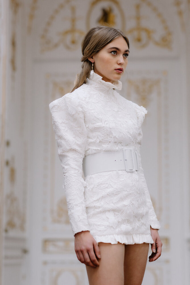 Short wedding dress by Kate Edmondson UK wedding dress designer