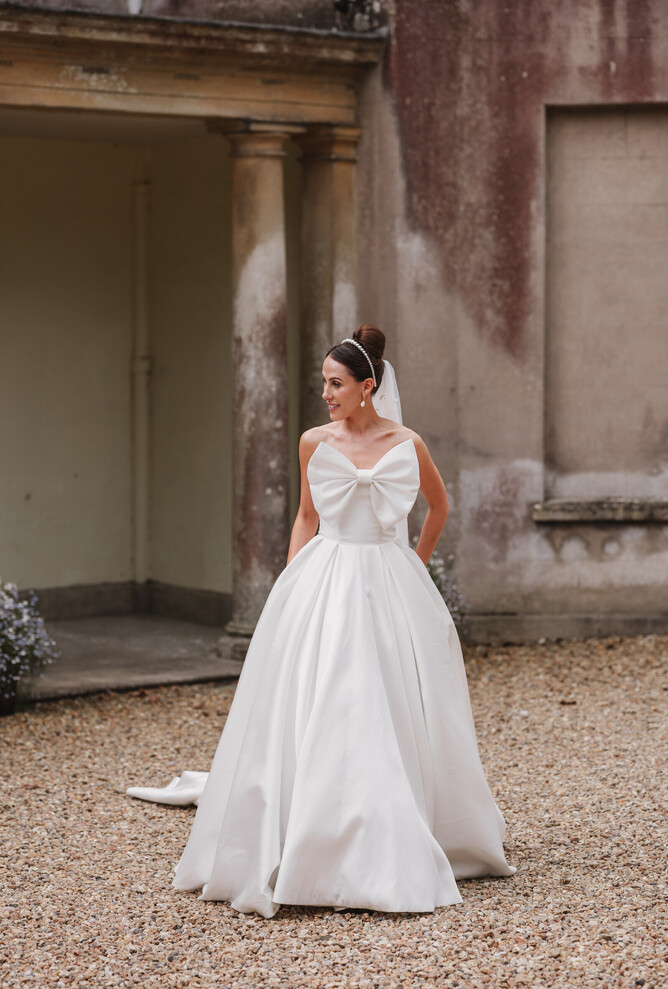 Our bride wearing her bespoke wedding dress, Custom wedding dress near me, Chiswick, Kensington, Wedding dress maker London, Luxury wedding dresses London
