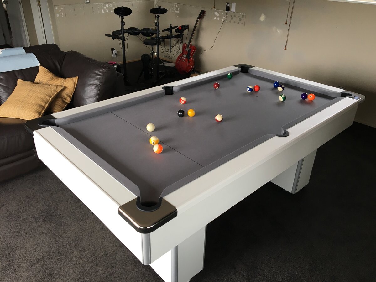 FJ North Lda The Slimline Pool Table In White and Grey