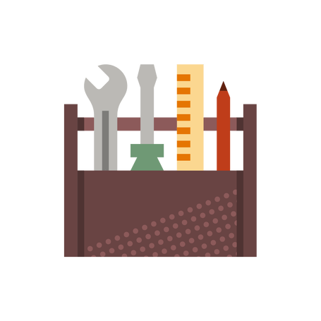 Graphic of a tool box to represent construction and trade