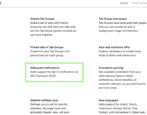 Web push notifications coming to iOS this year
