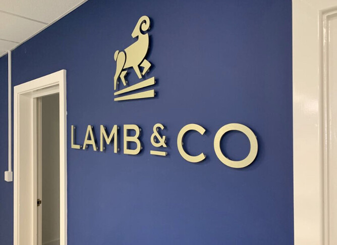 Picture of Lamb&Co indoor signage by Esign