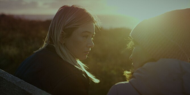 GREY MATTER - Chloe and Peg at Cliff’s point, portrayed by Eloise Smyth and Stephanie Beacham