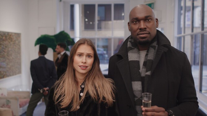 Lily Smith as Billy's daughter Claire & Chidi Ajufo as boyfriend Luke - Photo credit Ariel Artu