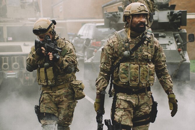 Oris Erhuero on the set of REDCON-1