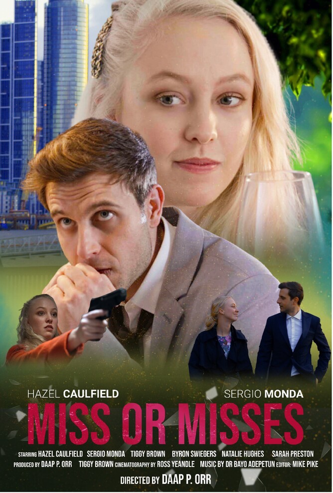 Poster of 'MISS OR MISSES' featuring Hazel Caulfield as Alicia and Sergio Monda as Paul, portraying a troubled couple facing emotional turmoil.