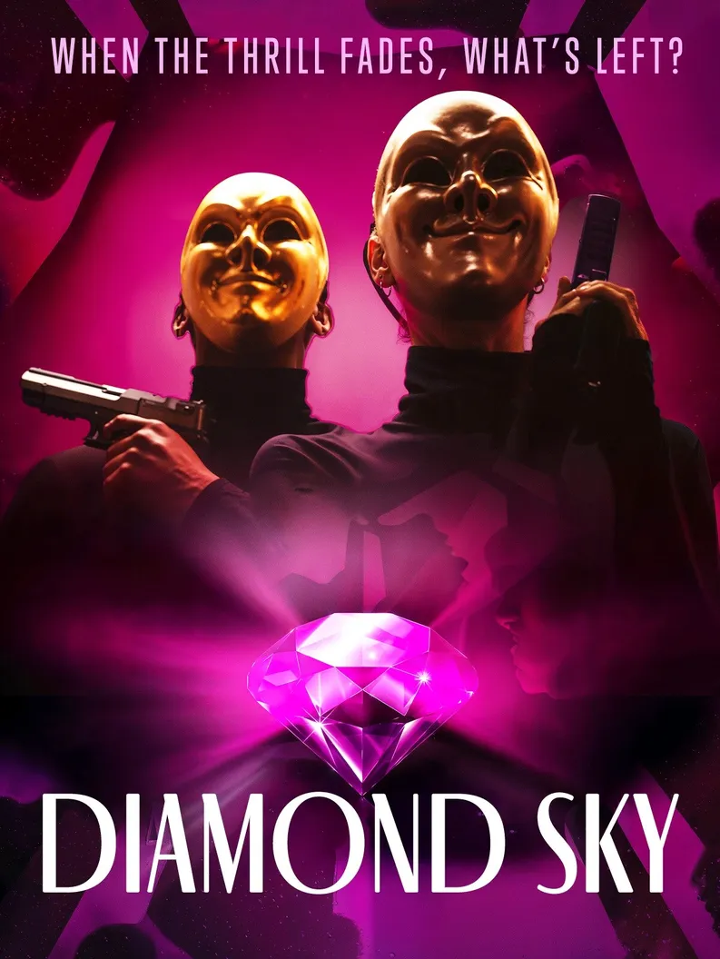 DIAMOND SKY poster — two masked figures on magenta background