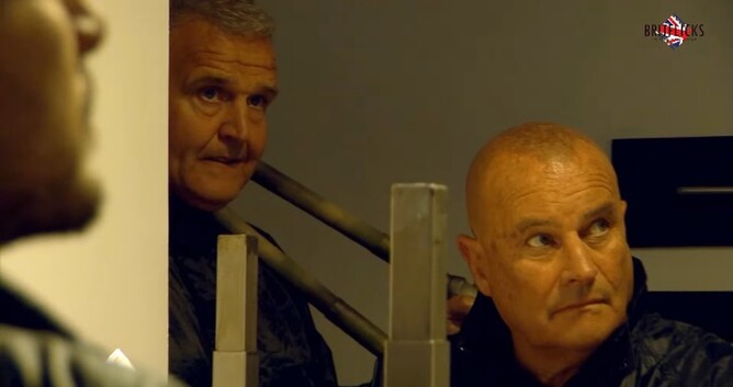 Tony Denham (Butch) and Christopher Ellison (Roy) inbetween shots