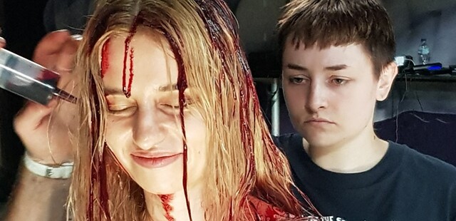 STAIRS - Actress Julia Szamalek in make-up with Nadia Harrison