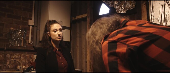 An image of Amber Doig-Thorne in british horror film PINOCCHIO UNLEASHED