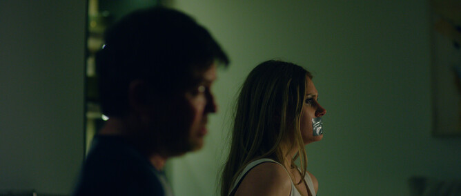 Natalie Sharp & Blake Stadel in slasher movie WIRED SHUT