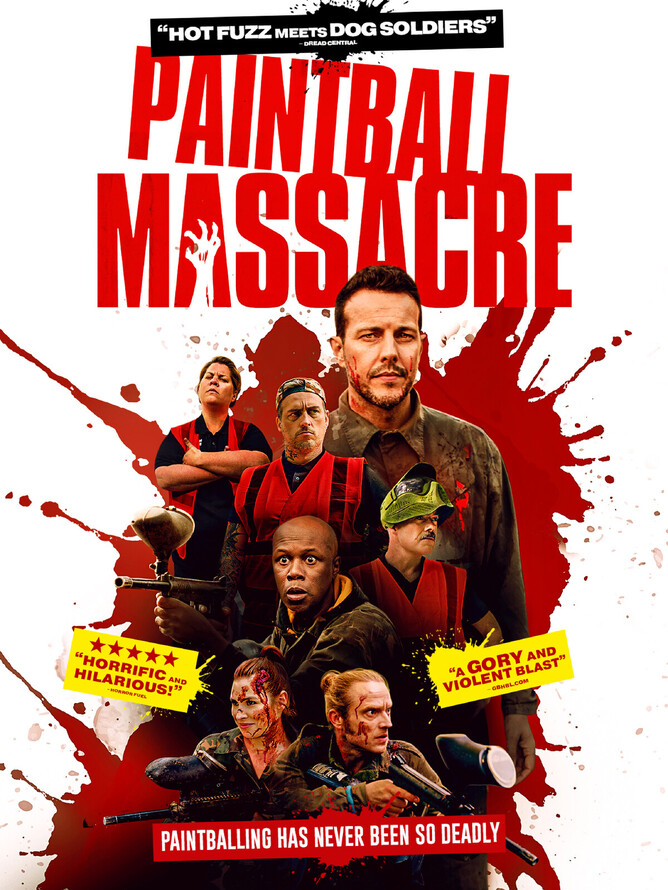 Exclusive: Artwork Revealed For Gory Comedy Horror PAINTBALL MASSACRE, Ahead Of April 5th UK Release.