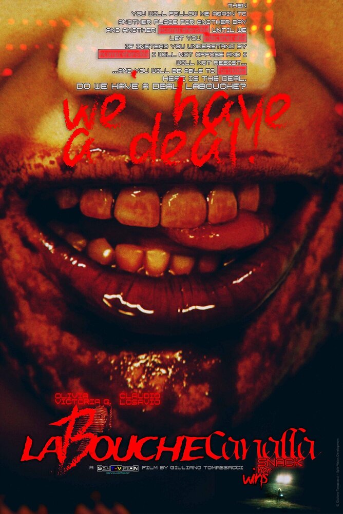 Official poster for horror sci-fi film 'LABOUCHE CANALLA WINS HER SNACK,' featuring LaBouche, a fierce country girl with a haunting gaze, set against an eerie, untouched valley background