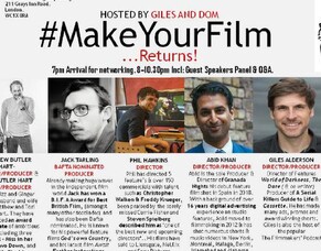 Indie Filmmakers Giles Alderson &amp; Dom Lenoir To Host #MakeYourFilm Panel Event.