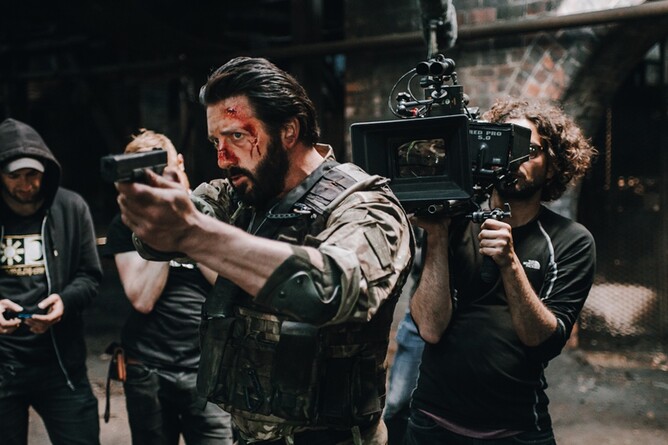 Behind the scenes of zombie Action movie REDCON-1