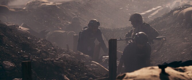 A still from 'REVIVAL' by director Jivan Avetisyan – "A dramatic scene from 'REVIVAL,' showcasing the film’s exploration of AI and war.