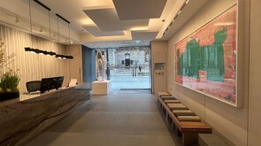 Reception with artworks