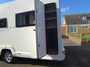Large rear garage, that covers the whole rear end of the motorhome