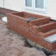 Construction of brick step for Mobile Home.