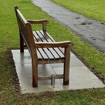 Now the mortar has set the bench has been installed and bolted down.