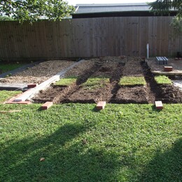 Excavting and setting the deck footings in.