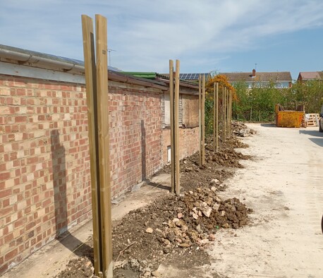 setting more posts on the acoustic barrier fence