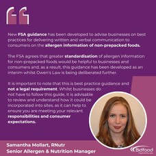 Best practice guidance on allergen information for non-prepacked food.