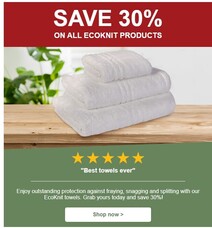 Enjoy 30% off our EcoKnit towels collection