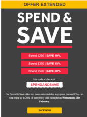 NISBETS - Spend &amp; Save has been EXTENDED!