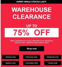 Must-see Clearance deals! Up to 75% off  at NISBETS