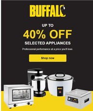 Big savings await on Buffalo appliances! Up to 40% off