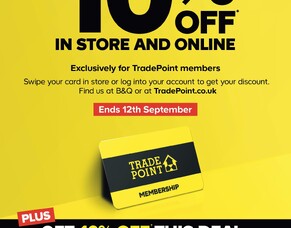 TradePoint  - 10%  off weekend 9th - 12th September 2022