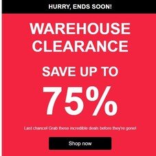 Hurry! Clearance ends soon &ndash; up to 75% off!