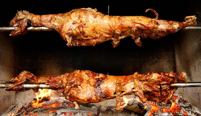 Croatian lamb on a spit