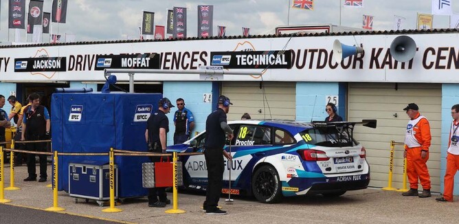 A BTCC car undergoing ride height checks. Credit: www.autocar.co.uk