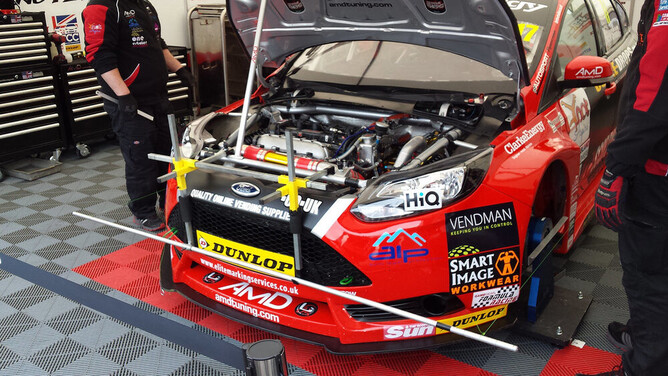 Set-up equipment on a BTCC car