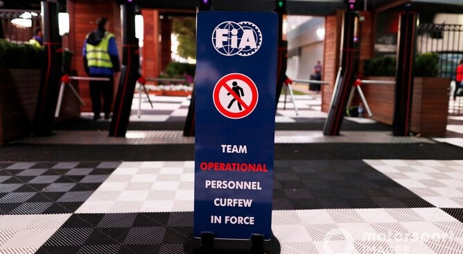 F1 curfew in force sign