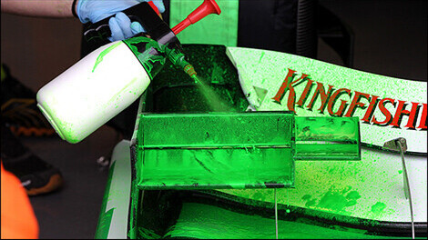Applying flow-vis paint to a front wing