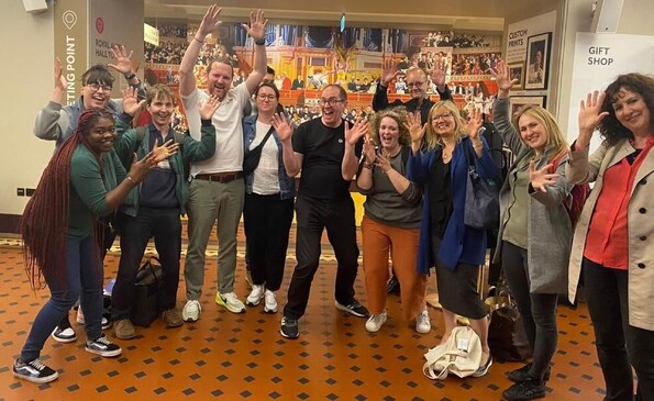 New audience members with Paul Whitaker (centre - in black), Liz Varlow, RPO (right, in blue) and Ruth Montgomery (right in grey).